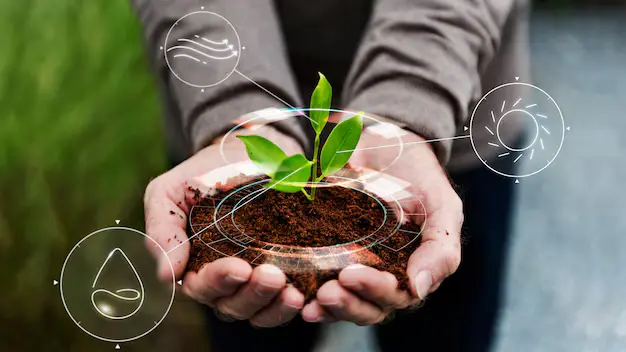 Hands holding soil representing environmental stewardship